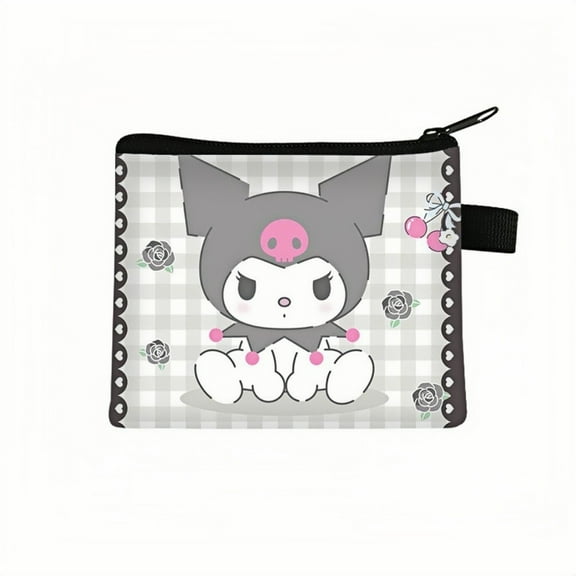 2-Pack Kuromi Kawaii Anime Mini Wallet Set - Zippered Coin Purse & Polyester Card Holder