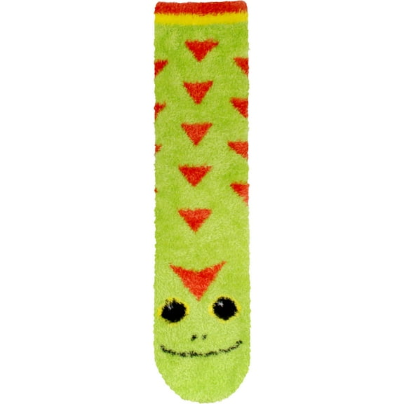 BambooMN Women's Super Soft Warm Cute Animal Non-Slip Fuzzy Fluffy Crew Winter Home Socks, Gecko Extra Large - 1 Pair