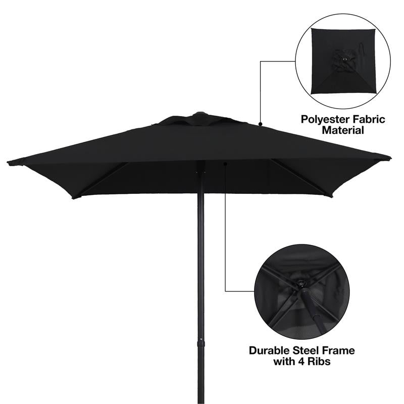 Mainstays 5' Square Black Patio Umbrella, Push-Up Function