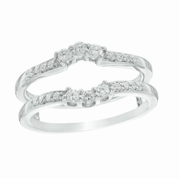 White Diamond Ring Enhancer in 925 Sterling Silver - Anniversary Wrap Ring Guard For Wife - Valentines Day Ring For Her