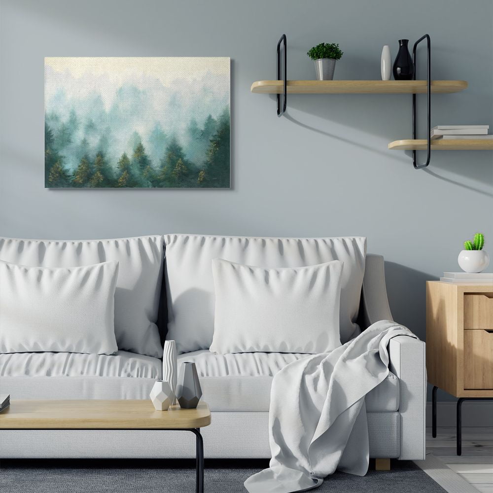 Stupell Industries Abstract Pine Forest Landscape with Mist Green Painting Canvas Wall Art Design by Julia Purinton, 30" x 40"