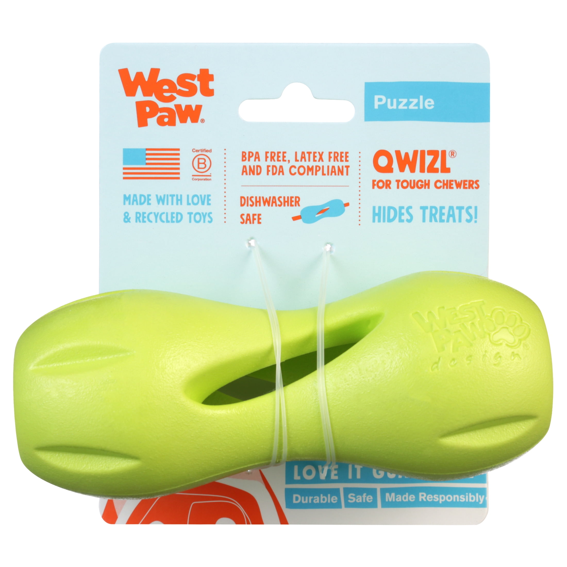 West Paw Zogoflex Qwizl Dog Puzzle Treat Toy Size Large 6.5 Inches