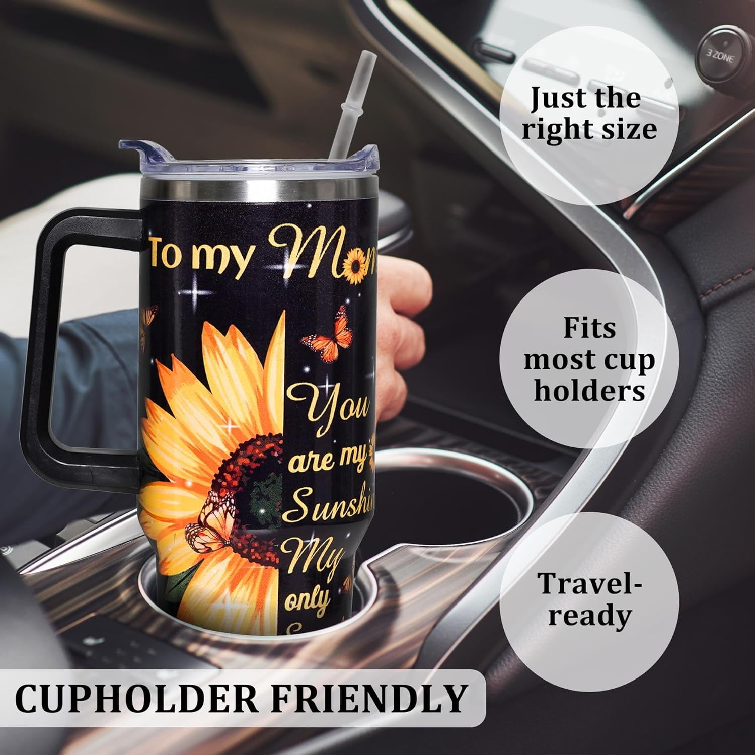 Mothers Day Gifts for Mom, Birthday Gifts for Mom from Daughter Son, Presents for Mother, Christmas Gifts for Women, 40 oz Tumbler with Handle and Straw Lid, Mom Travel Mug Holder Friendly Cup