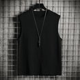 thumbnail image 1 of Sudadera deportiva de verano para hombre con barra transversal, camiseta sin mangas con hombros descubiertos y color sólido, camiseta de manga corta, 1 of 4