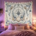 thumbnail image 2 of Nautical Compass and Seashells on Pale Blue Background, Serene Coastal Style for Beach Lovers, Decorative Wall Art Housewarming Gift Tapestry Wall Hanging for Bedroom and Living Room, 2 of 7