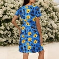 thumbnail image 5 of Gamivast Dresses for Women Short Sleeve V-Neck Babydoll Mini Dress Star Print A-Line Swing Sundress Casual Summer Holiday Vacation Cute Dress Blue XL, 5 of 7