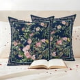 thumbnail image 2 of Pack of 2 Navy Blue Flowers Outdoor Pillow Covers Decorative, Waterproof Pillow Protector, Spring Floral Elegant Pastoral Botanical Throw Pillowcases Accent Cushion Cases for Patio Couch Sofa 26"x26", 2 of 8