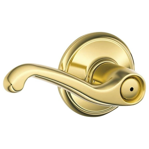Schlage Residential F10 FLA 605 Grade 2 Passage Latch Flair Lever Bright Brass Finish