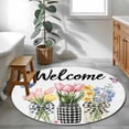 thumbnail image 4 of Tulip Flowers Spring Summer Round Area&nbsp;Rug 3ft Bottle Butterfly Welcome Text Non-Slip&nbsp;Washable Circle Rugs Soft Felt Indoor Floor Mat for Bedroom Kitchen Living Room Bathroom, 4 of 9
