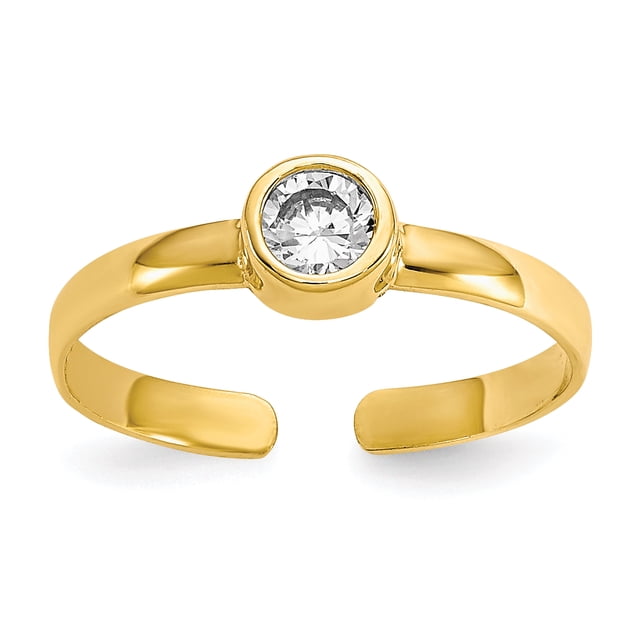 10k Yellow Gold Cubic Zirconia Cz Adjustable Toe Ring Open Midi