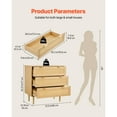 thumbnail image 3 of KFFKFF 3-Drawer Rattan Dresser, Stylish Storage Cabinet with Metal Handles & Wooden Legs, Modern Organizer for Bedroom, Living Room, or Hallway, 3 of 9