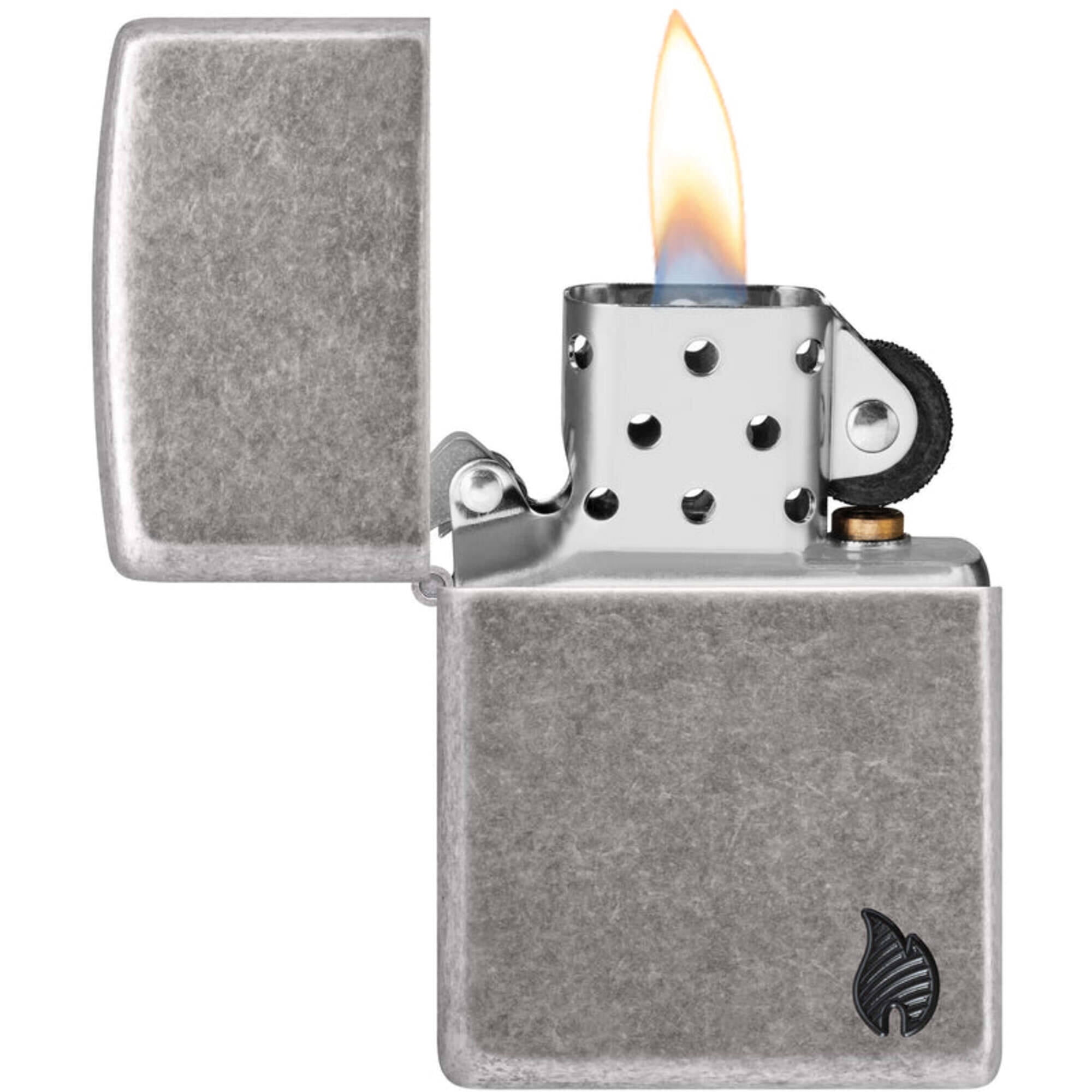 Zippo 46399 Armor Antique Silver Flame Design Pocket Lighter