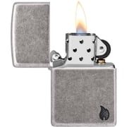 Zippo 46399 Armor Antique Silver Flame Design Pocket Lighter