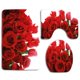 thumbnail image 1 of ABPHQTO Hermosas rosas rojas Juego de alfombras de baño de 3 piezas Alfombra de baño Alfombra de contorno y tapa de inodoro, 1 of 2