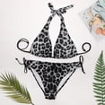 thumbnail image 4 of SKQIT Women's 2 Piece Bikini Sets Leopard Print Halter Tie Triangle Bathing Suit Side Tie Swimsuit Set Beach Outfits, 4 of 7