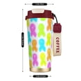 thumbnail image 3 of Stainless Steel Coffee Cup 7.7×2.6×3.5in Tapered Design Nylon Woven Wrist Strap Portable Durable Cup Bottom With Non-Slip Sticker Cancer Awareness Ribbon Pattern - Neon Vibrance, 3 of 7