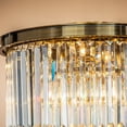 thumbnail image 4 of 6-Lights Mid-Century Modern Antique Gold 3-Tier Round Fringe Crystal Chandelier, 4 of 5