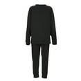 thumbnail image 3 of Gibobby Conjunto de Pantalones para Mujer Trajes informales con estampado de diente de león y , cuello redondo, manga larga y pantalones largos para mujer, pa(Negro,M), 3 of 4