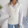 thumbnail image 2 of UJNDER Womens V Neck Sleeveless Knitted Vest College Style Pullover Sweater Sweater Vest White L, 2 of 6