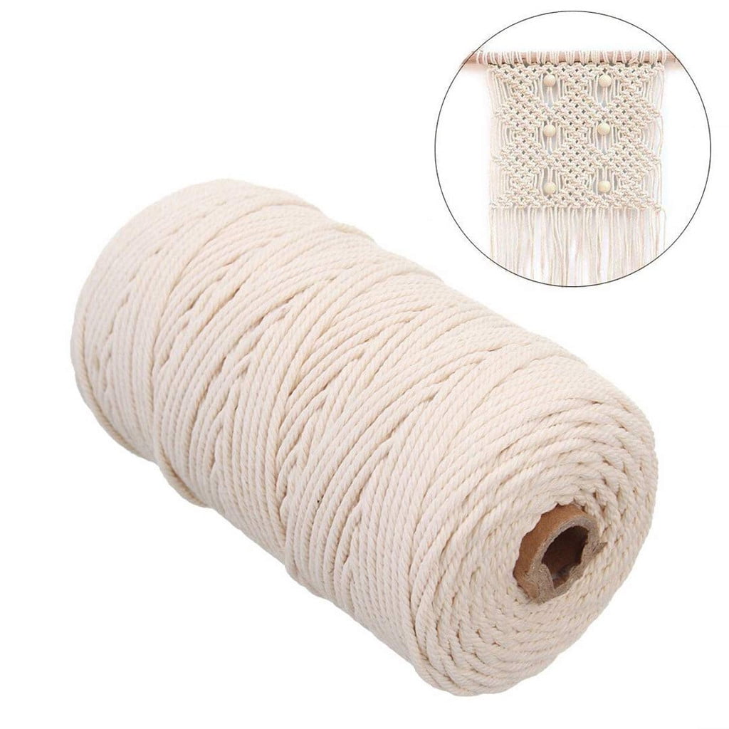 4 Strands Twisted Twine String Cotton Cord Macrame for Wall Hanging Plant Hanger Dream Catcher DIY Crafts Knitting Boho Decor Macrame Cord 3MM x 220 Yards Cotton Rope 100% Natural Cotton Macrame Rope