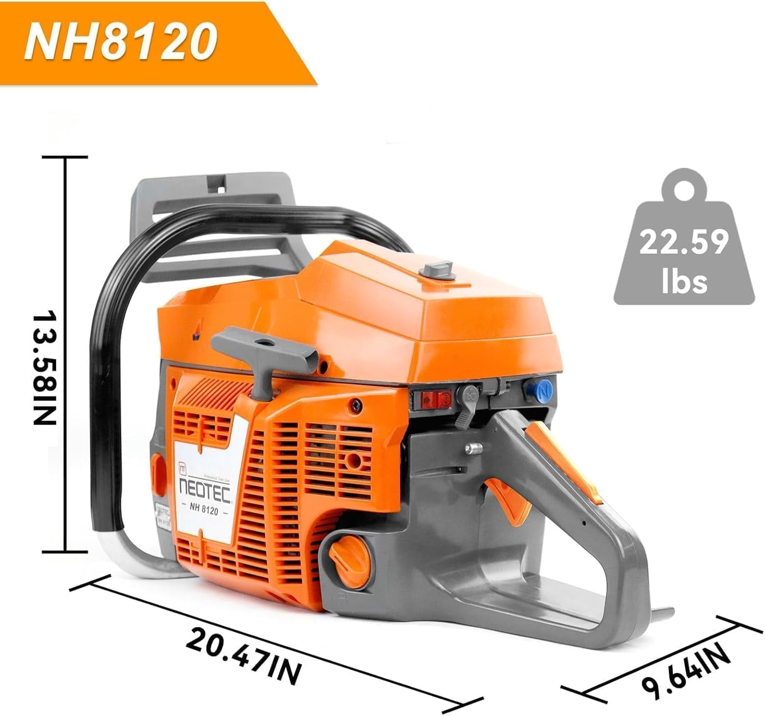 120cc Gas Powered Chainsaw 42 Inch Bar 8.4HP 6.2KW 2-Cycle Large Engine Gasoline Saw for Tree Cutting Firewood Logging Farming Ranching Land Clearing Timber Harvesting Heavy Duty Professional Motosi