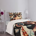 thumbnail image 3 of Ambesonne Vintage Quilted Bedspread Set 2 Pcs, Galaxy Woman Skull Pizza, Twin Size, Tan Eggshell Multicolor, 3 of 4
