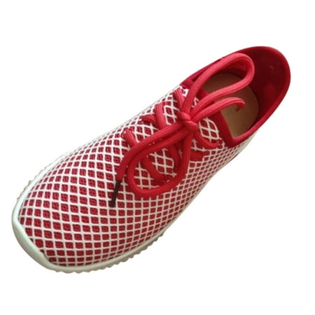 

Alueeu ladies shoes casual Womens Flats Round-Toe Casual Walk Sports Shoes Light Breathable Sneakers Red 39