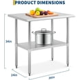 thumbnail image 2 of YUSAZENS 36 x 24 x 34 Inch Basic Kitchen Stainless Steel Workbench, 24D x 36W x 34H Heavy Duty Prep Table for Commercial Home Kitchen Use, 2 of 7