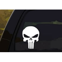DW - Punisher Logo Skull Vinyl Decal Sticker Decal Bumper Sticker for Car, Truck, Vans, Laptop, Windows| White | 5.5”