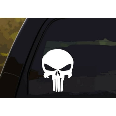 DW - Punisher Logo Skull Vinyl Decal Sticker Decal Bumper Sticker for Car, Truck, Vans, Laptop, Windows| White | 5.5”