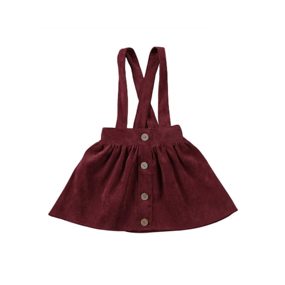 Qmyliery Toddler Baby Girl Suspender Skirt, Cute Adjustable Strap Button Front Overall Skirt