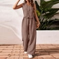 thumbnail image 2 of Lumtrix Women'S 2 Piece Outfits Linen Sleeveless Blazer Vest Dressy Casual Sets Wide Leg Pants Suits Summer Office Work Outfits Coffee L, 2 of 5