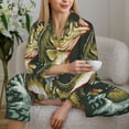 thumbnail image 6 of Fuzoiu Largemouth Bass jumps out of water Print Women's Long-Sleeved Pajama,Lounge Button Down Nightwear,Womens Notch Collar Pajama Set-Medium, 6 of 7
