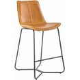 thumbnail image 3 of Plata Import Vegan Leather Tan Counter Stool Matte Black Legs, 3 of 3