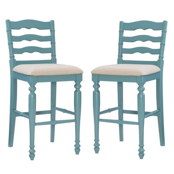 Home Square 2-Piece Furniture 30" Wood Bar Stool Set in Blue