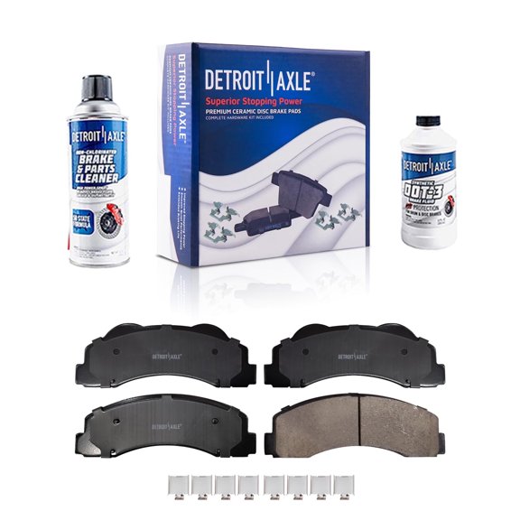 Detroit Axle - 4pc Front Ceramic Brake Pads w/Hardware Replacement for Ford Expedition F-150 Lincoln Navigator