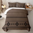 thumbnail image 2 of Homewish Bohemian Aztec Bed Spread Queen,Boho Tribal Exotic Style Queen Coverlet Set For Men Women,Black Brown,3pcs, 2 of 7