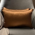 thumbnail image 3 of The HomeCentric Decorative Lumbar Pillow Cover Brown Pack Of 2, 20"x36" (50x90 cm) Satin Solid Oblong Pillow Cover, Modern Cushion Cover Style - Brown Slub Satin, 3 of 14