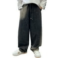 thumbnail image 6 of Boys Baggy Jeans Grey Baggy Cargo Pants High Elastic Waisted Straight with Pocket Classic Fit Pull On Boys Soccer Shorts 6-7 Years, 6 of 6