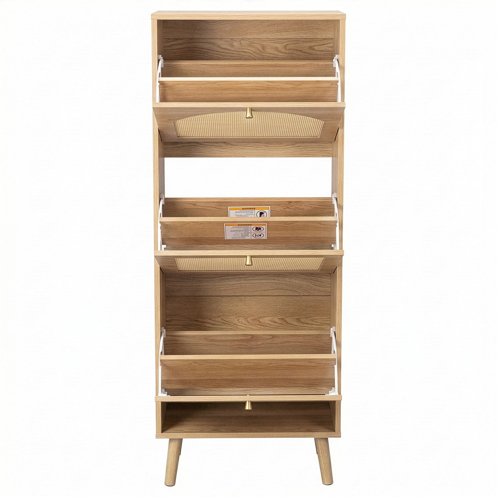 3-Tier Shoe Cabinet, 54*24*135cm, Natural Wood