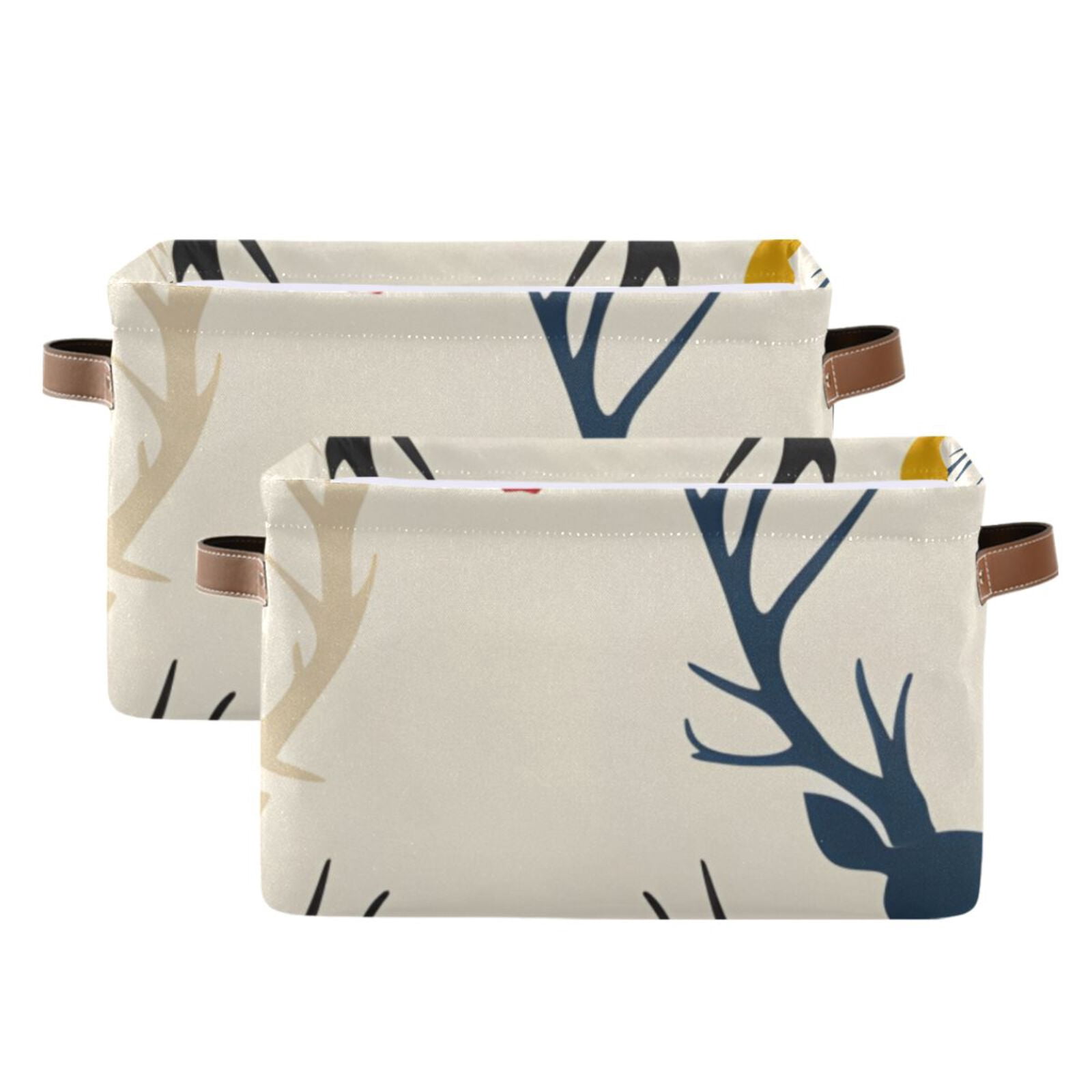Print Antlers Deer Head Storage Bins Baskets With Handles Storage Box Clothes Organizer Organization Toys