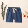 thumbnail image 2 of Otqutp Toddler Boys Short Casual Pants Plain Color Fan Sports Beach Soft Shorts Summer Baby Fashion Drawstring Shorts Harem Pants(Navy-c,18-24 Months), 2 of 9