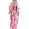 thumbnail image 2 of Sakkas Anahi Flowy Design V Neck Long Caftan Dress / Cover Up With Rhinestone - ORPI272-Pink - One Size, 2 of 5