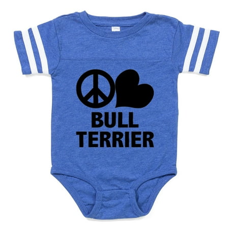 

CafePress - Peace Love Bull Terrier - Cute Infant Baby Football Bodysuit