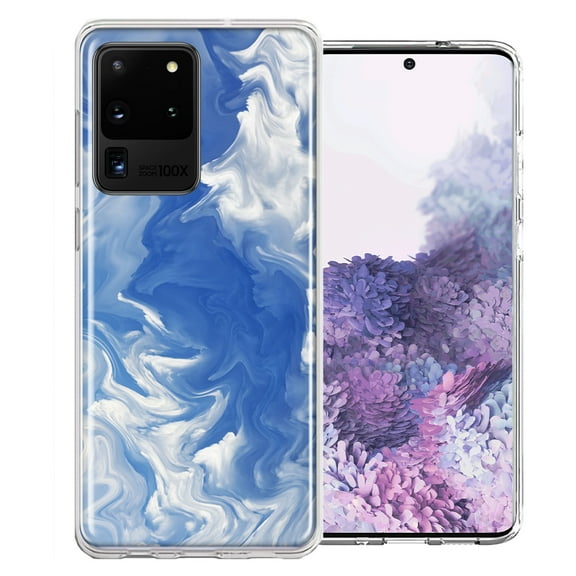 MUNDAZE For Samsung Galaxy S20 Ultra Sky Blue Swirl Design Double Layer Phone Case Cover