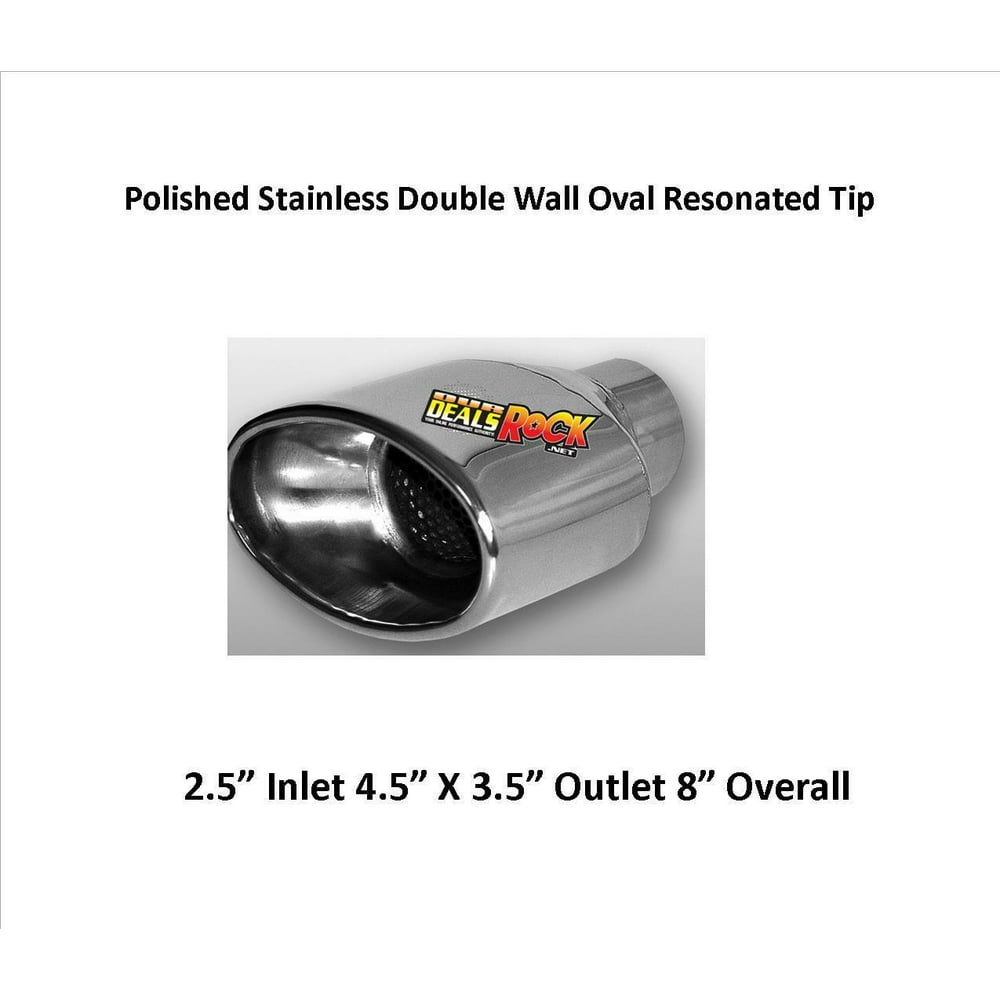 Brand New Double Wall Oval Resonated Exhaust Tip 2.5" In 4.5" X 3.5
