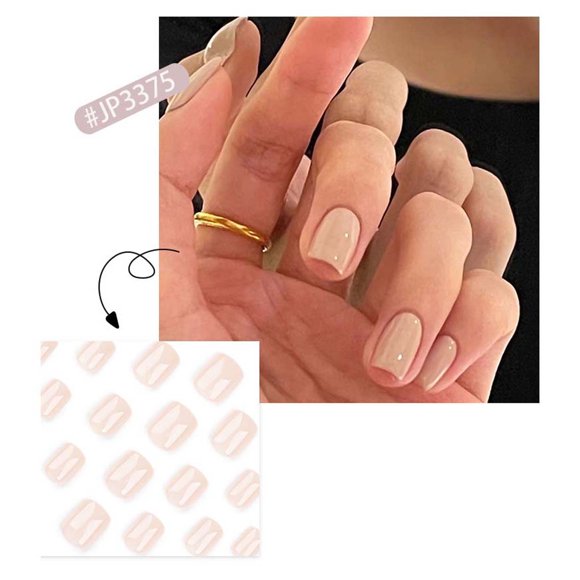 Uñas postizas a presión, regalos para mujeres, uñas cortas a presión, uñas postizas cortas con pegamento reutilizable, 12 tamaños, parche de 2 ml