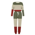 thumbnail image 4 of HAPIMO Women's Color Block Two Piece Pajamas Set Casual Long Sleeve Sweatshirt with Long Pants Loungewear Outfits Tracksuits Red XL, 4 of 5