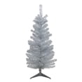 thumbnail image 2 of Northlight 4' Holographic Silver Tinsel Slim Artificial Christmas Tree - Unlit, 2 of 5