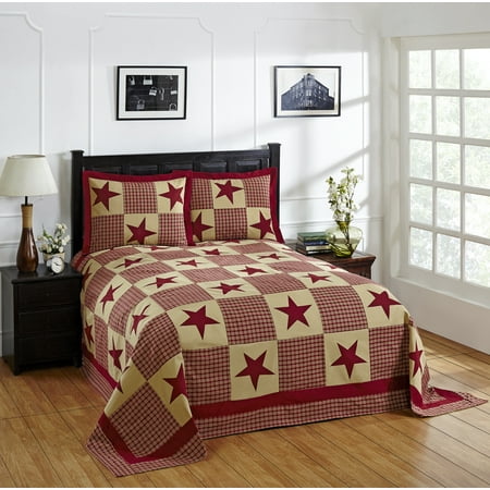 Red And Gold Bedspread Better Trends Star Twin Bedspread 81 in. X 110 in. with Standard Sham 20 in. X 26 in. Red & Gold ()